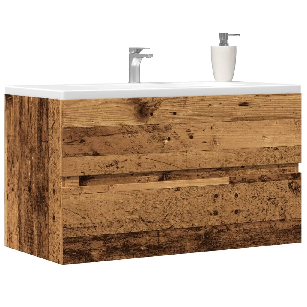 Łazienkowa szafka wisząca wygląd starego drewna 80 x 38,5 x 45 cm