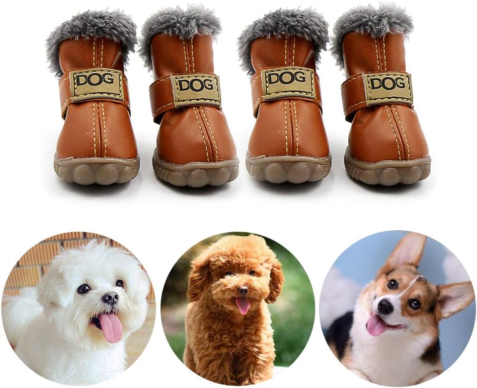 CMNNQ Snow Small Dog Boots, Pet Antiskid Dog Shoes, Winter