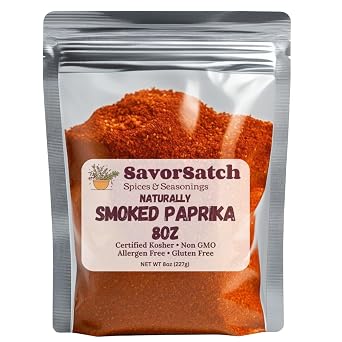 SavorSatch Smoked Paprika - Naturally Smoked Sweet Paprika, Certified Kosher, 8 Ounce Resealable Pouch | Bulk Spice for Cooking, Seasoning, and Grilling - 8 Ounce Pack of 1