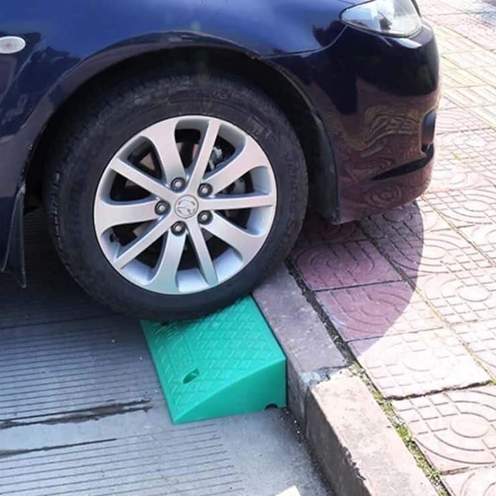 Genérico Rampa de Acceso para vehículos - Rampa de plástico Antideslizante de 5-17 cm de Altura para Coches, Scooters, Bicicletas y carritos - Amarilla, 50 x 33 x 17 cm - Solución de Acceso