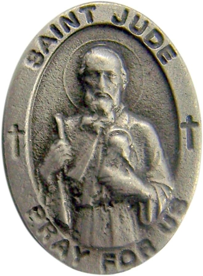 Fine Pewter Catholic Patron Saint Lapel Pin Pendant, 1 Inch
