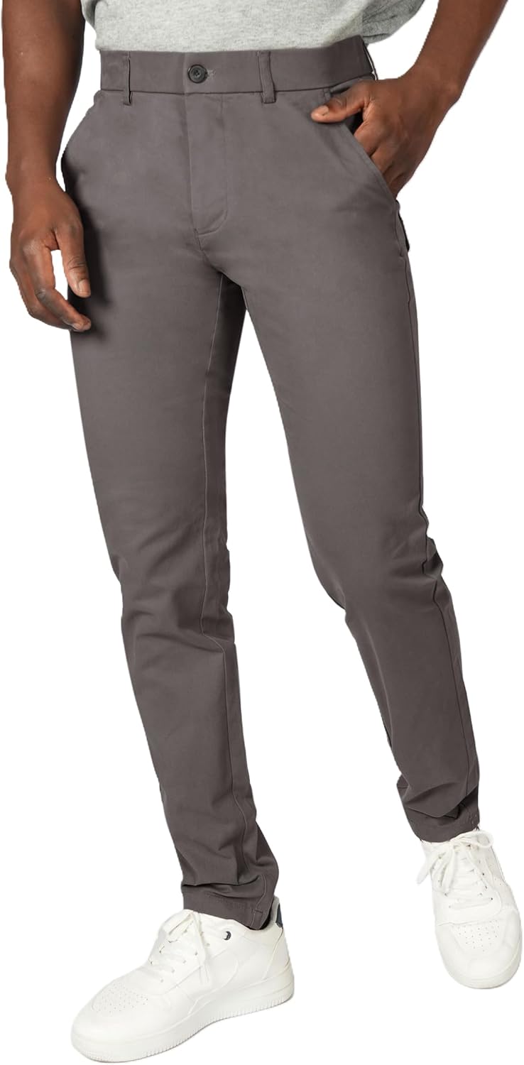 Plaid&Plain Men's Skinny Stretchy Khaki Pants Colored Pants Slim Fit Slacks Tapered Trousers - Image 9