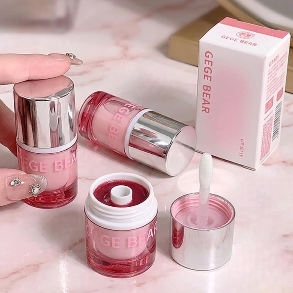 Gege Bear Glossy Lip Gloss | Long-Lasting Waterproof Glossy Finish | Nude, Pink, Red & Caramel Brown Shades | Soft Featherlight Creamy Gloss | Moisturizing with Beeswax | Cute Design With Brush Applicator | Korean Style Makeup Glass Lip Finish For Natural Look (02# Rose Frozen, 5g)-image-10