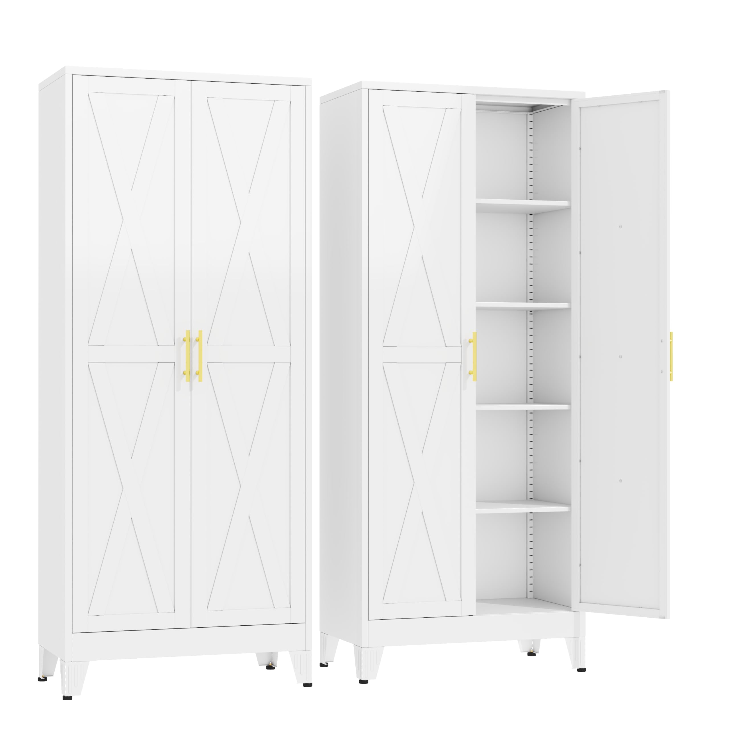 GAIOUS 71" Tall Kitchen Pantry Cabinet,Metal Storage Cabinet White Cupboard