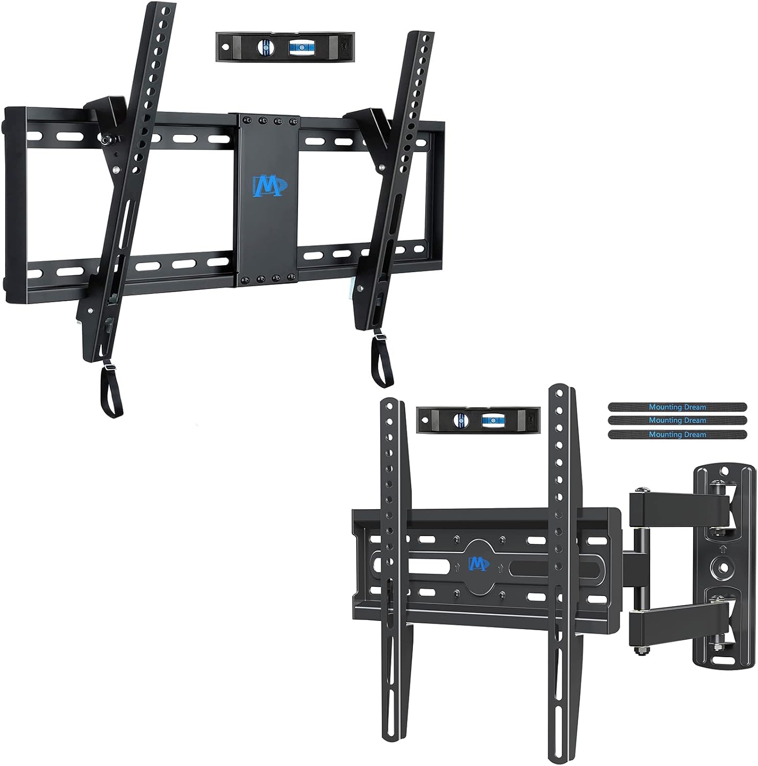 Mounting Dream MD2268-LK Tilt TV Wall Mount for 37-75 Inch TVs, Tilt TV Mount and MD2377 TV Wall Mount Full Motion TV Mount for 26-55Inch TVs, VESA 600x400mm