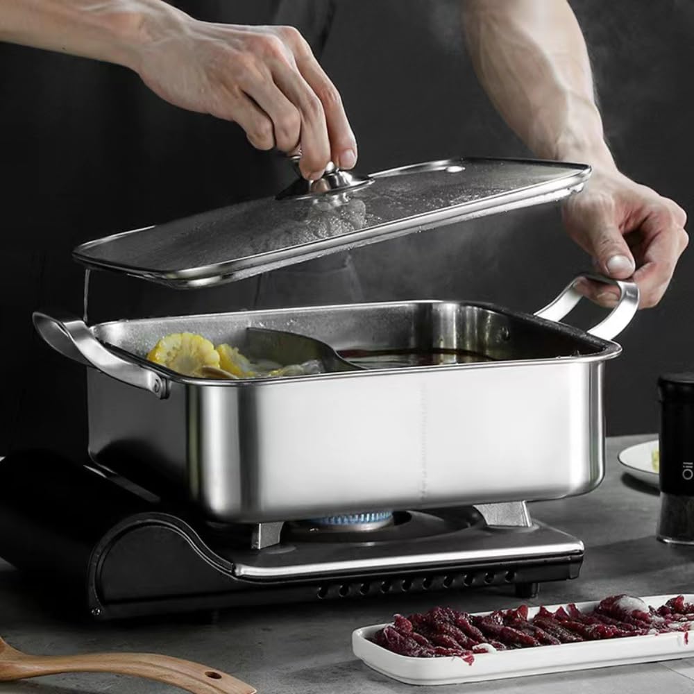 Amazon｜S字鍋 両手鍋 仕切り付き 卓上鍋 両手鍋 中華鍋 しゃぶしゃぶ