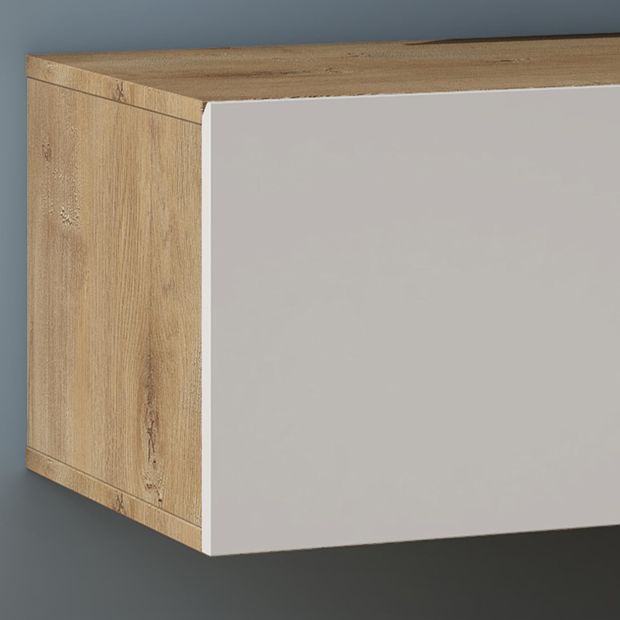 Mai & Mai Mobile TV per Televisore 120x40,2x30cm, Armadietto per TV con 2 Ante Armadietto Basso Soft-close per Soggiorno, Sala da Pranzo, Camera da Letto Fernsehschrank02, Marrone chiaro+Bianco opaco