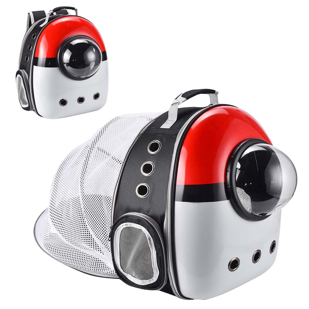 YUDOXN Mochila para Mascota.Mochila Gato y Perros Extensible.Bolso Cápsula Espacial Mochila para Gatos Perros, Mochila portátil para Transportar para Gatos y Perro. (Rojo y Blanco)