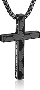 Sports Cross Necklace For Men & Boys - Soccer Baseball Basketball Football Design With Bible Verse - View #6
