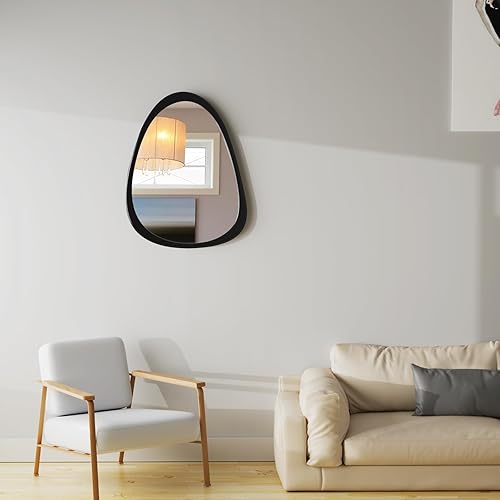 Miniatura 4 de Espejo de pared irregular de 15 x 12 pulgadas, espejo con marco de madera negra, espejo de pared asimétrico para sala de estar, dormitorio, baño,