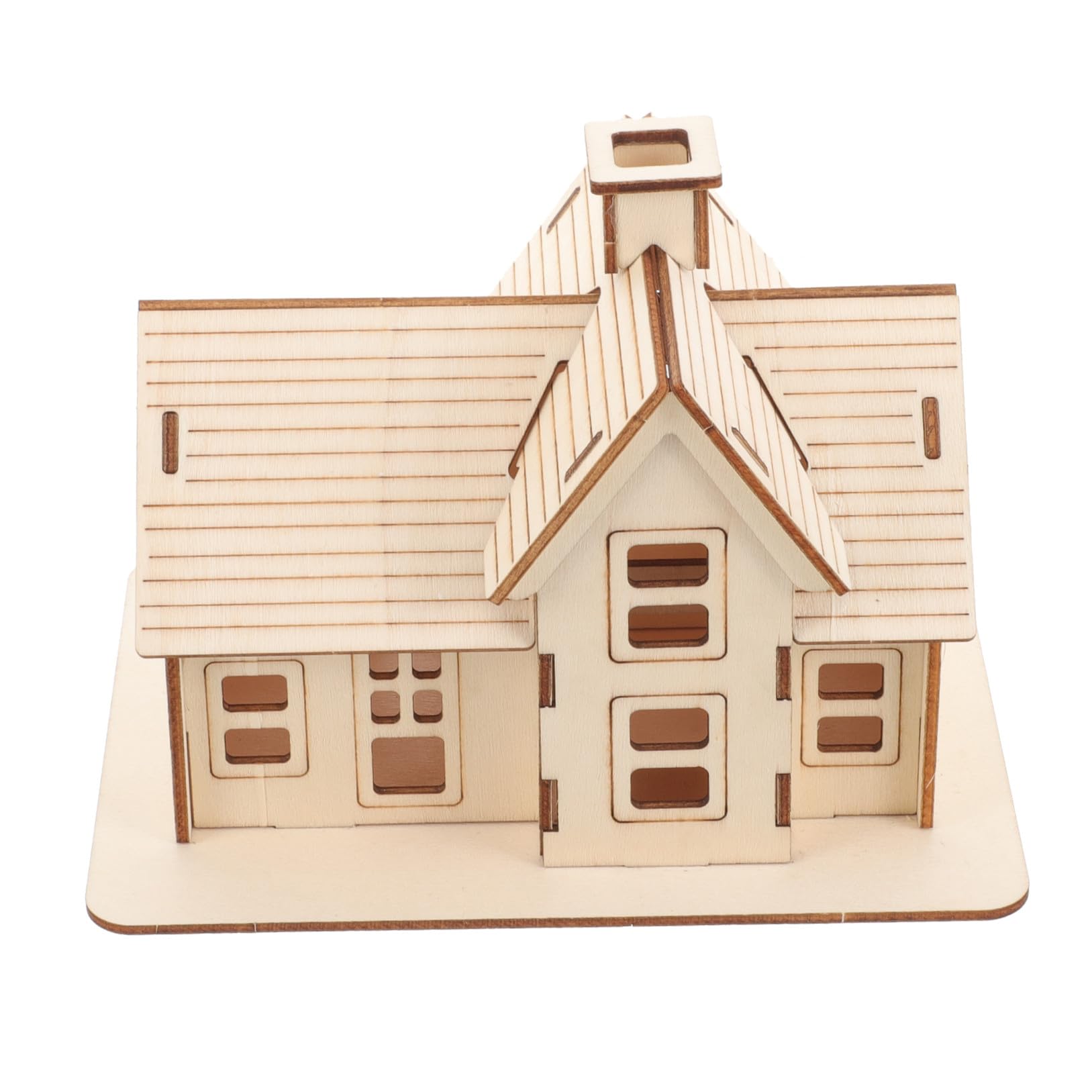 KONTONTY Model House Kit 3d Wooden Puzzle for Adults DIY Wood Assembly House Model for Home or Office Decor Creative Craft