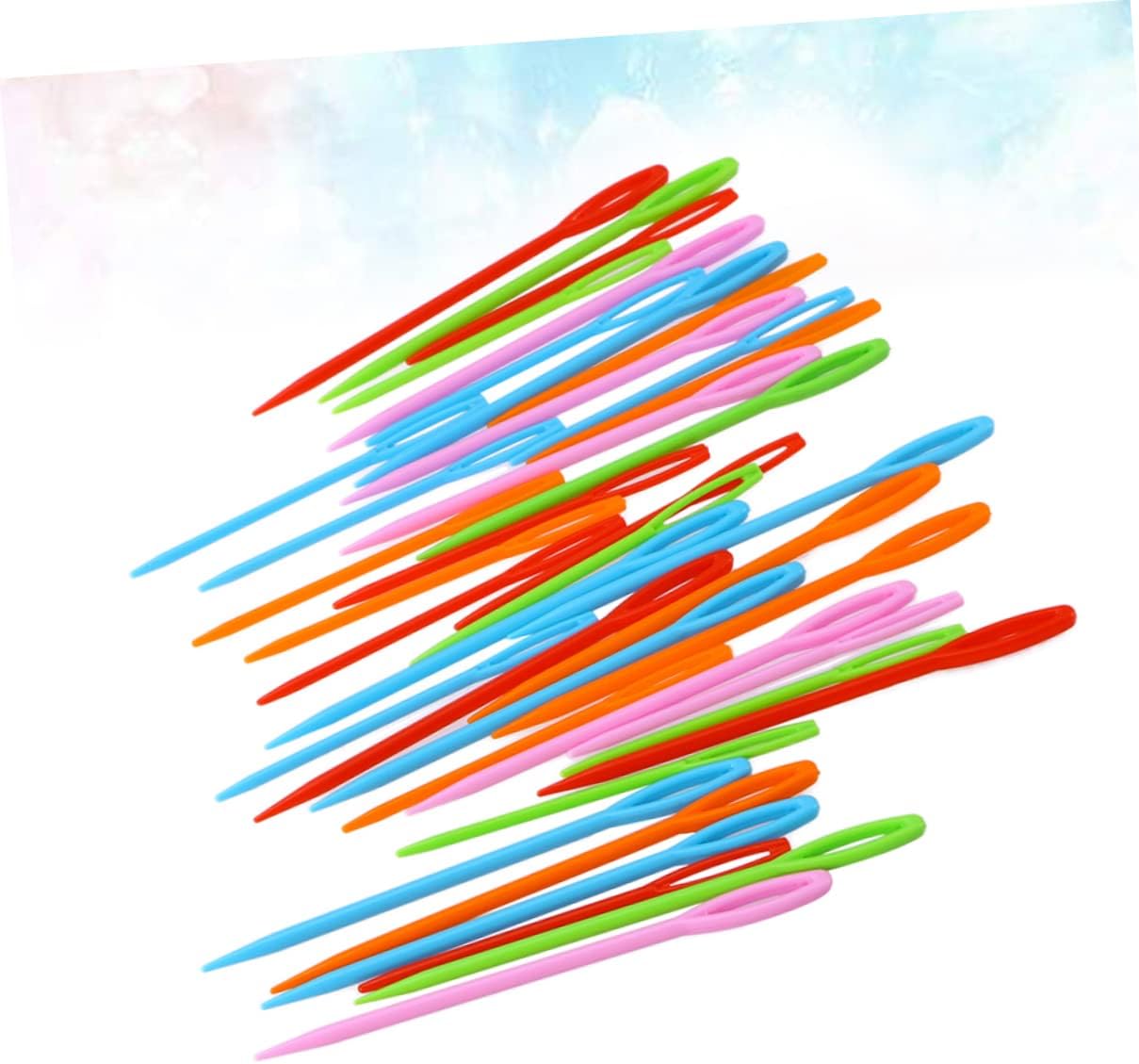 Operitacx 80Pcs Plastic Sewing Needles Large Eye Knitting Crochet Needles for Mixed and Needlework Projects