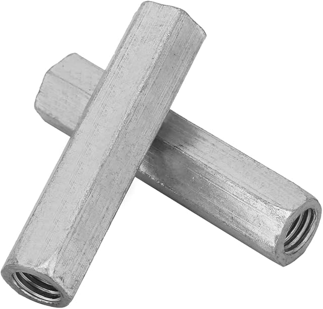 2pcs M10*60 Zinc Plated Steel Long Hex Nut Studding Connectors Coupling Nut Long Rod Coupling Hex Nut Screw Nut Column for Joining Continuous Threaded Rod
