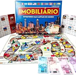 Jogo Tabuleiro Imobiliário Investindo nas Capitais do Mundo Jogo de Mesa Brinquedo Clásico Banco