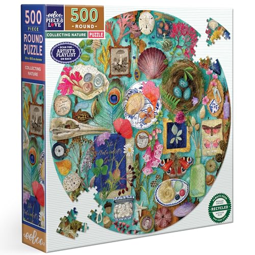 eeBoo Redondo Collecting Nature – Puzzle Adulto 500 Piezas de cartón – Tamaño x 58,5 cm (PZF110)