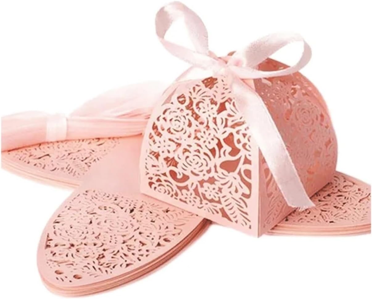 Pack of 50 Valentine's Day Boxes for Gift Wrapping with Ribbon, Christening, Birthday, Party Decoration (Deep Sapphire)