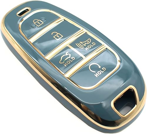 FEYOUN Funda para llavero compatible con Hyundai Sonata Santa Fe Tucson Smart 5 botones de TPU remoto sin llave, accesorios de carcasa de