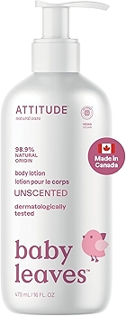 ATTITUDE Baby Lotion - EWG Verified, Vegan, Unscented, Moisturizing Cream