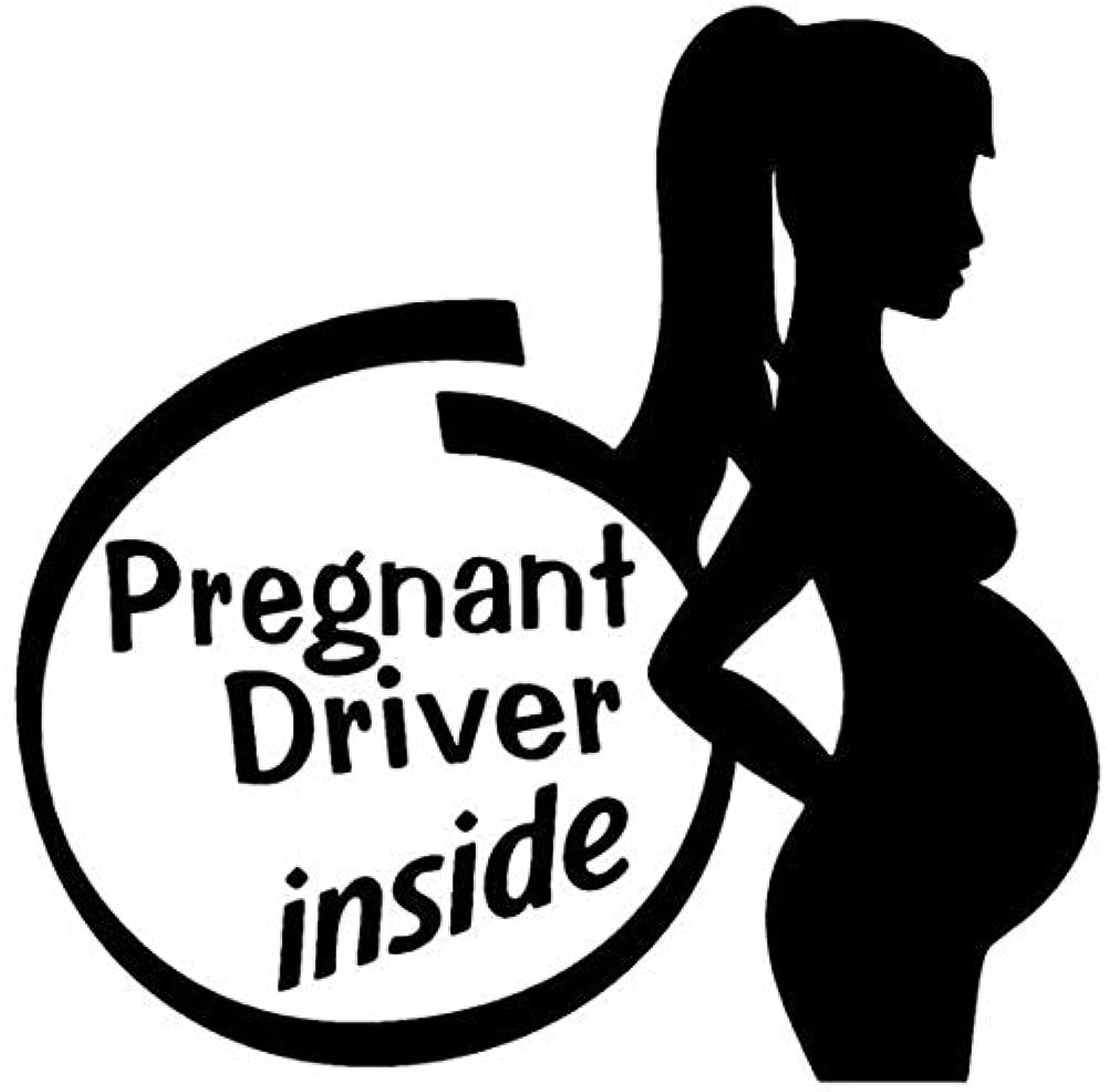 TAMZAM - Pregnant Driver Inside On Board Decal Decal Vinyl Sticker Black Cars Trucks Vans SUV Laptops Walls Glass Metal - 5.5 inches
