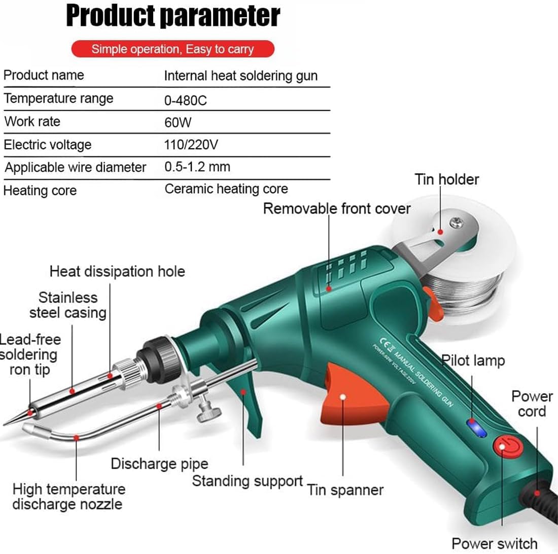 Internally Heated Industrial Laser Welding Tools, Industrial Laser Welding Machine, Portable Multi-Function Soldering Iron Soldering Gun, 3-in-1 with Rust Cutting/Removal/Welding (Green, External)