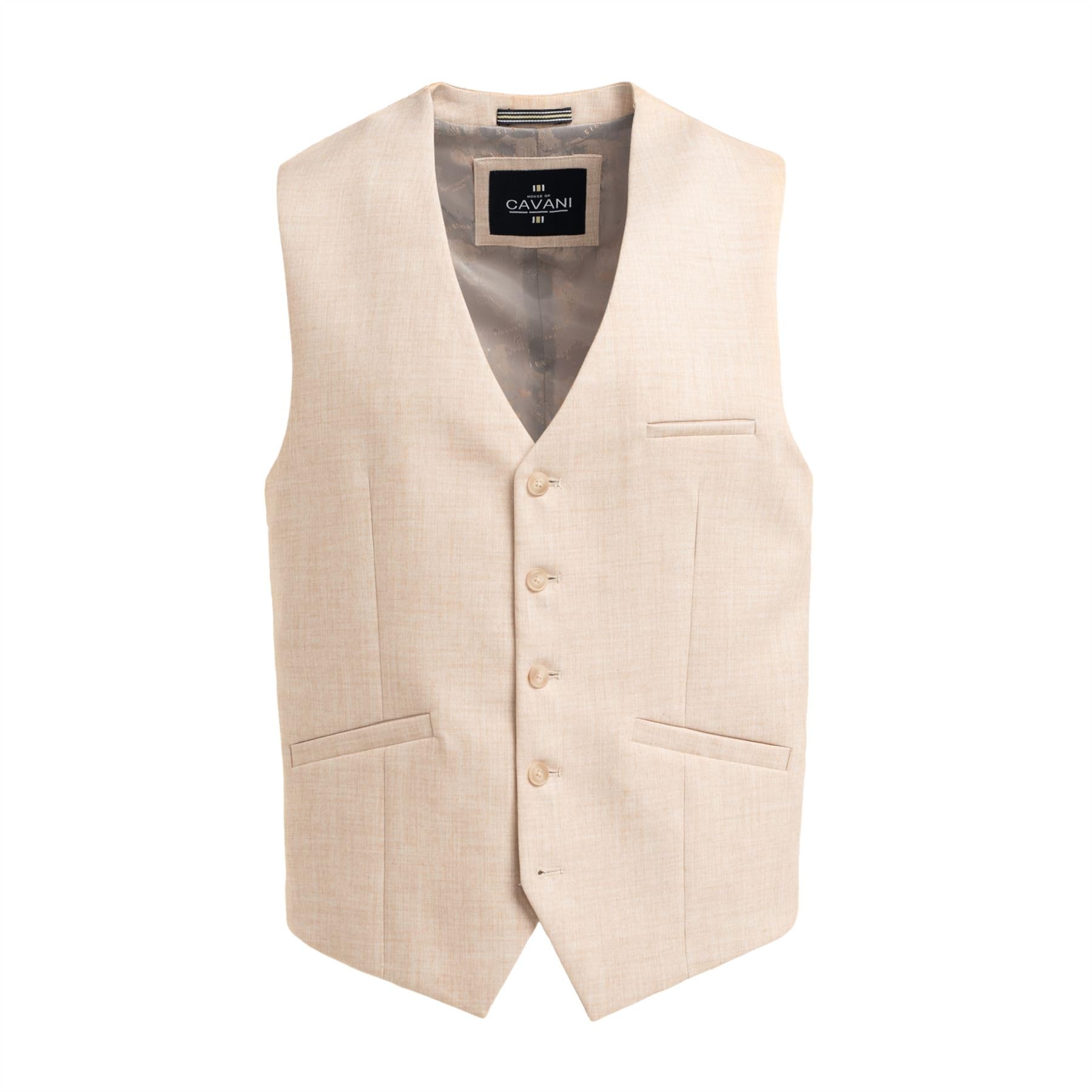 TruClothing Gilet da uomo beige micro-strutturato gilet formale