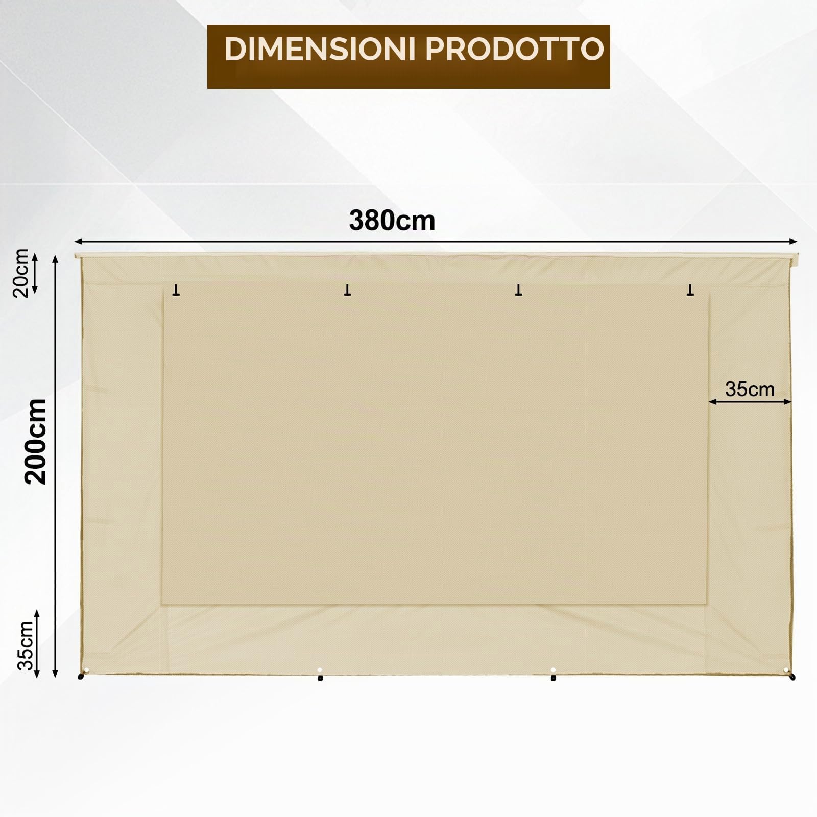 Protezione Solare per Camper Parete Frontale 2X3,7m, Tenda Universale