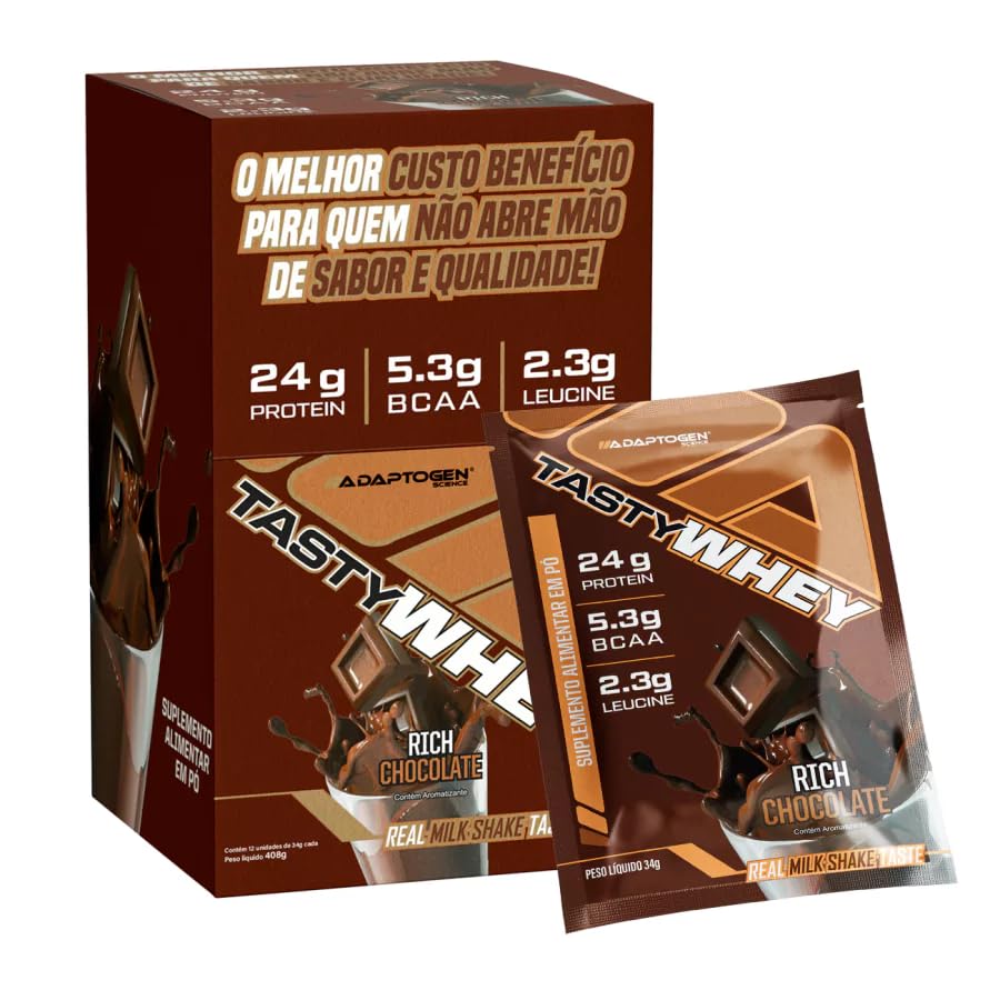Tasty Whey 3w Gourmet Pack com 12 Sachês de 34g Sabor Chocolate