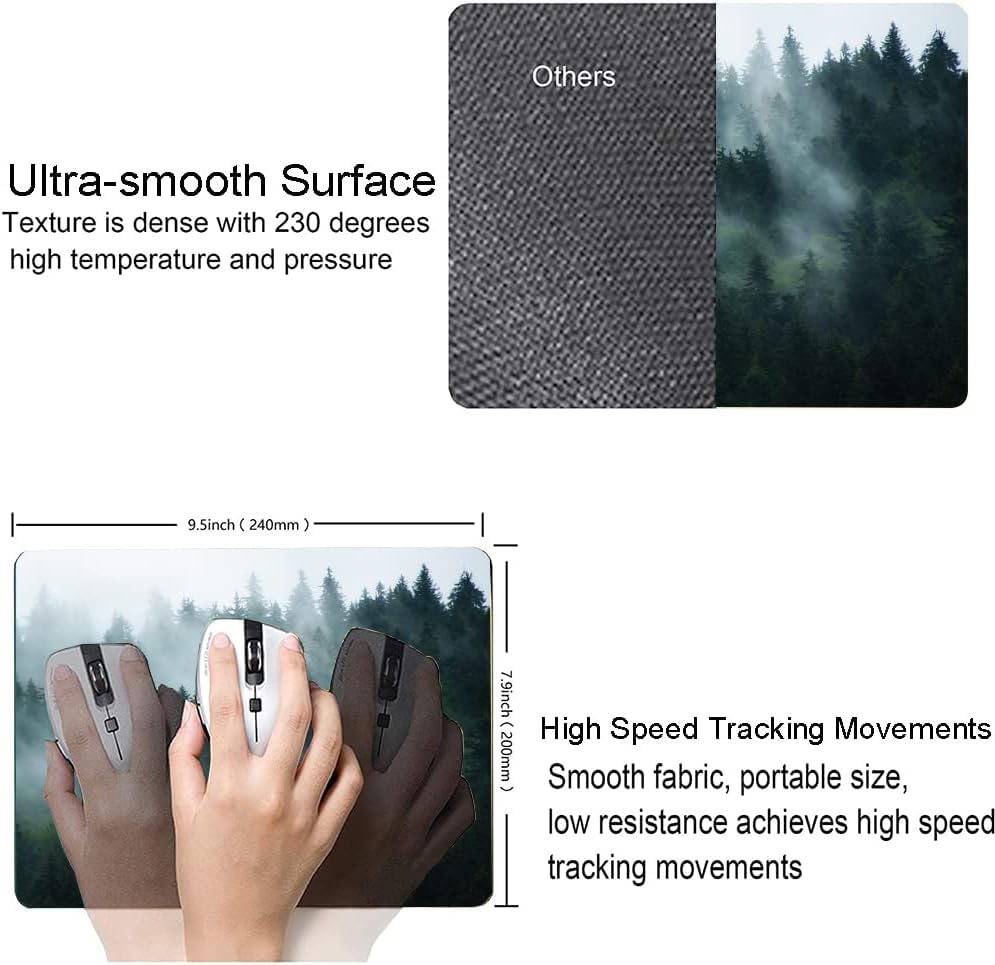 Image of Premium-Textured Mouse Pad, Non-Slip Rubber Base Mousepad for Laptop, Computer & PC, 9.5x7.9 in - Enhanced Precision, Ergonomic Comfort, Ideal for Gaming & Office (OM-02)