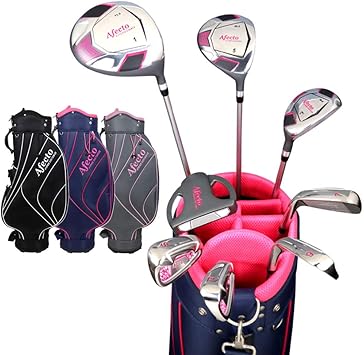Amazon 右利き用 Afecto レディース ゴルフ クラブセット 選べる キャディバッグ付き 8本セット 1w 5w 7u 7i 9i Pw Sw パター Lシャフト グレー Afecto クラブセット