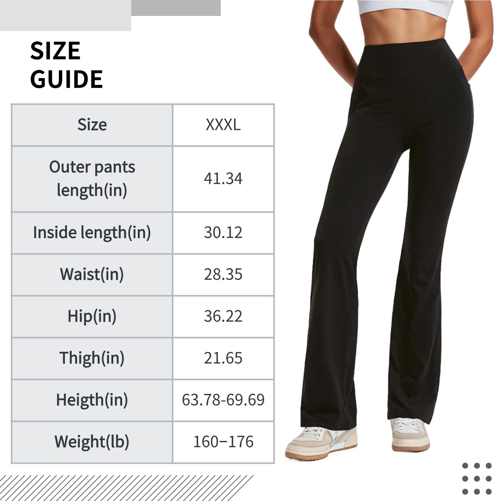 Legginsy do jogi z wysokim stanem z czarnym dzwonkiem, Xxxl, 30 w wewnętrznym szwie, rozciągliwe spodnie treningowe z bocznymi kieszeniami dla kobiet, Czarny, Rozmiar uniwersalny