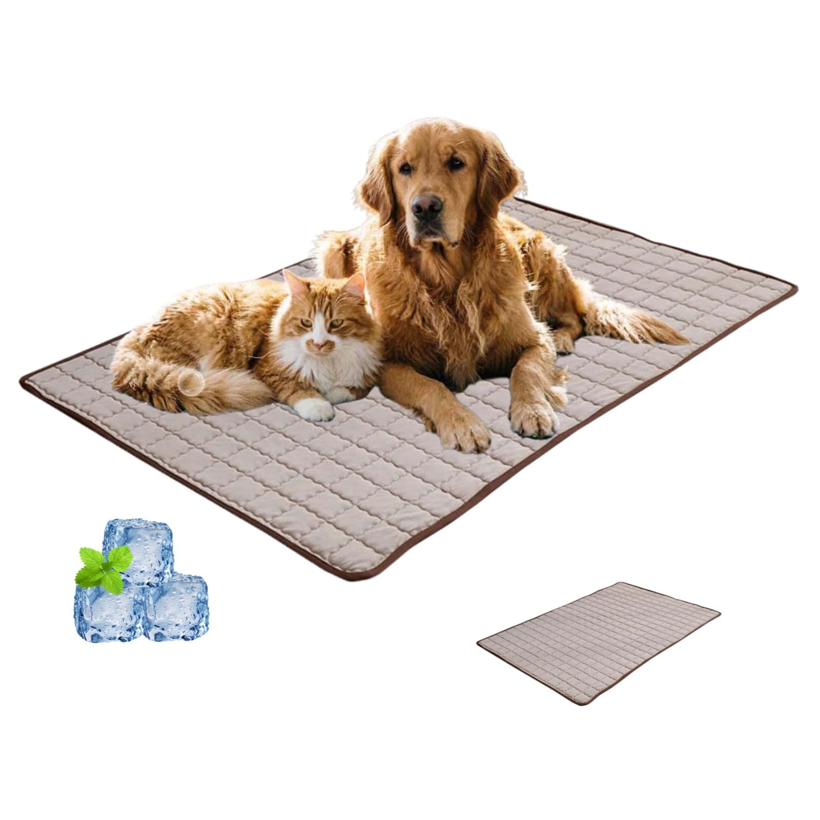 Dog Cat Cooling Mat for Indoor Outdoor Durable Breathable Temperature-Regulating Pad Washable Non-Slip Sleeping Cushion Heat Reducing Bed Mat Comfortable Pad for Medium to Large Dog Breeds