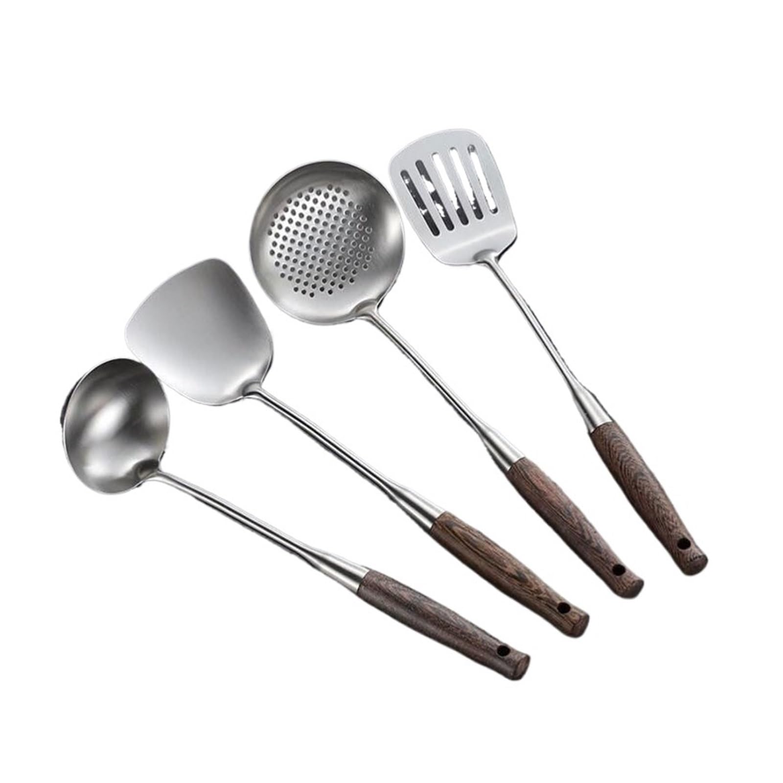 Cuillères de Cuisine en Acier Inoxydable 304, spatules, Outils de Cuisine en Bois, Gadgets, ustensiles de Cuisine, Ensembles de 4 pièces