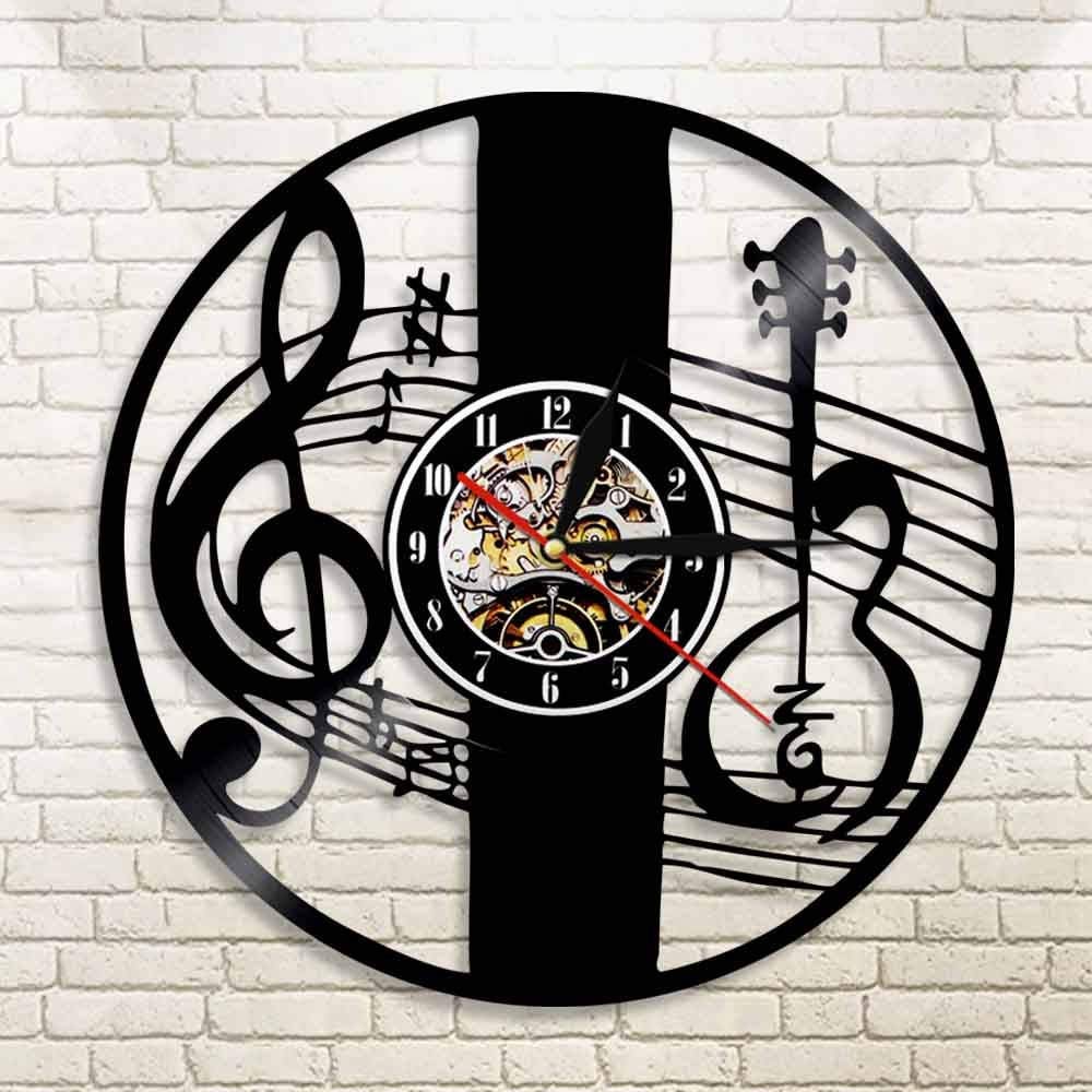 Dia 30 cm Chiave di violino Nota musicale Orologio da parete Orologio da parete Strumento musicale Chiave di violino Disco in vinile Orologio da parete Musica classica Decorazioni per la casa Regalo
