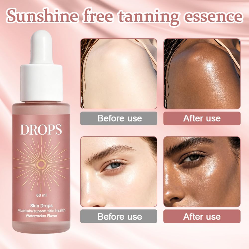Foreverup 2 sztuki Sunless Tanning Drops, krople do opalania bez słońca, krople samoopalające, do stopniowej opalenizny, naturalne zwiększenie melaniny – poprawa kolorytu skóry bez uszkodzeń