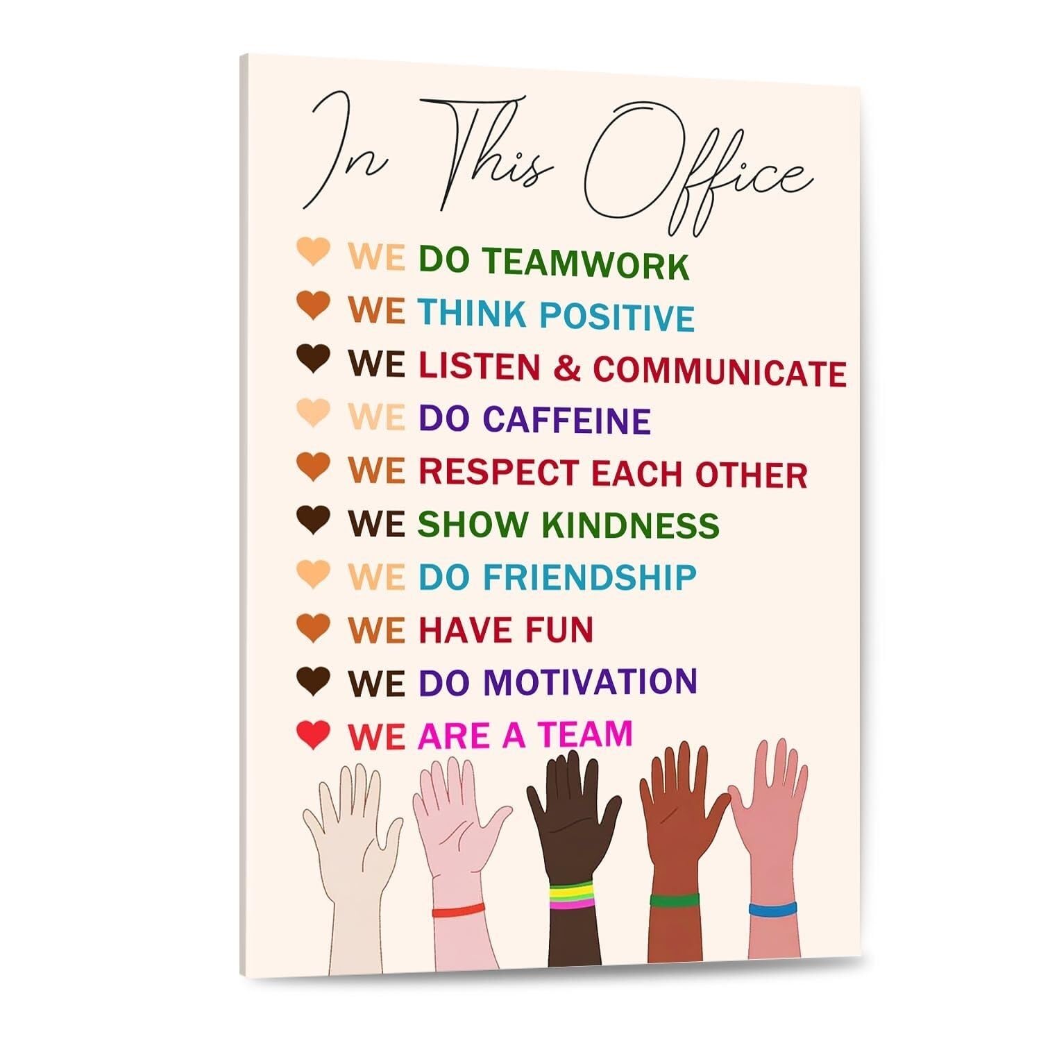 TAMDDBPJD Workplace Motivational Canvas, In This Office We Are A Team Inspirational Wall-Art, Teamwork for Office Decor(Framed,08x12inch(20x30cm))