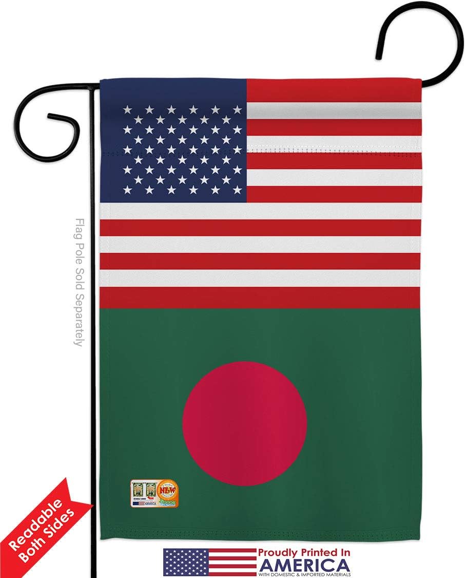 Bangladesh US Friendship Garden Flag Set with Stand Regional USA American Alliance World Country Particular Area Small Decorative Gift Yard House Banner Double-Sided Made In 13 X 18.5