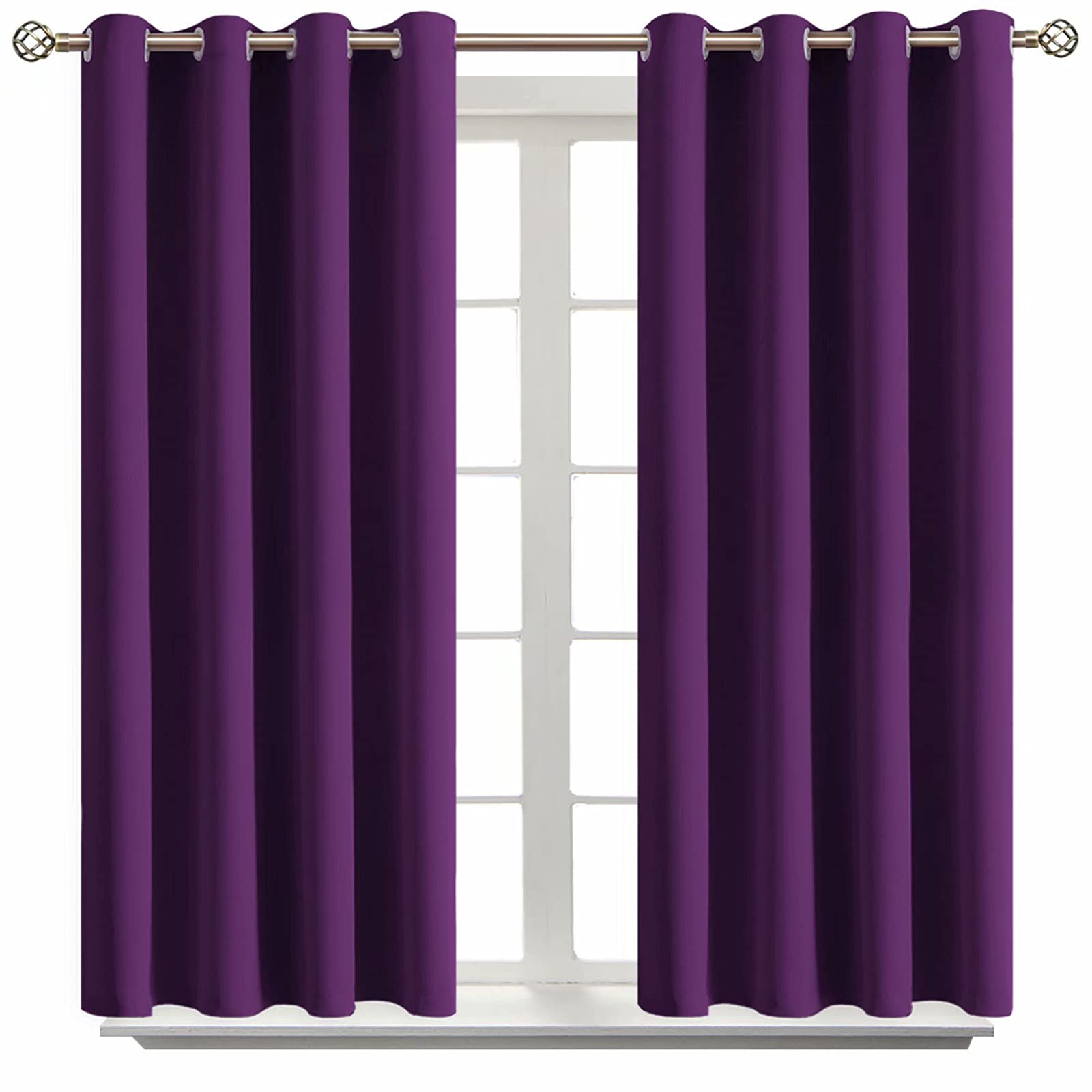 BGment Purple Blackout Curtains for Bedroom 45 Inch Long - 2 Panels