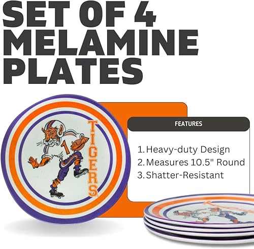 Miniatura 3 de Magnolia Lane NCAA - Juego de 4 platos de melamina de 10.5 pulgadas, perfectos para el día del juego, barbacoas, Acción de Gracias, junto a la
