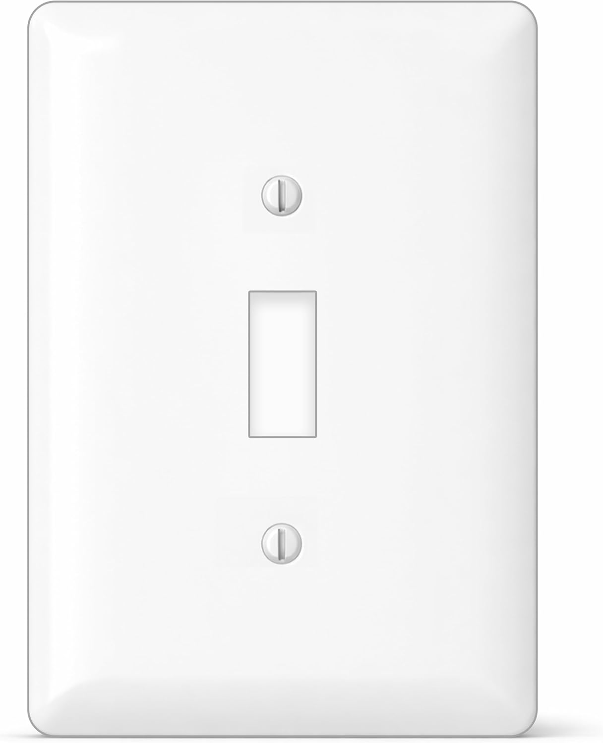 White Metal, 1-Gang White Maxi-Size Wall Plate Toggle Switch, Oversized 3.5 x 5 Inch Outlet Cover, White Metal Toggle Switch