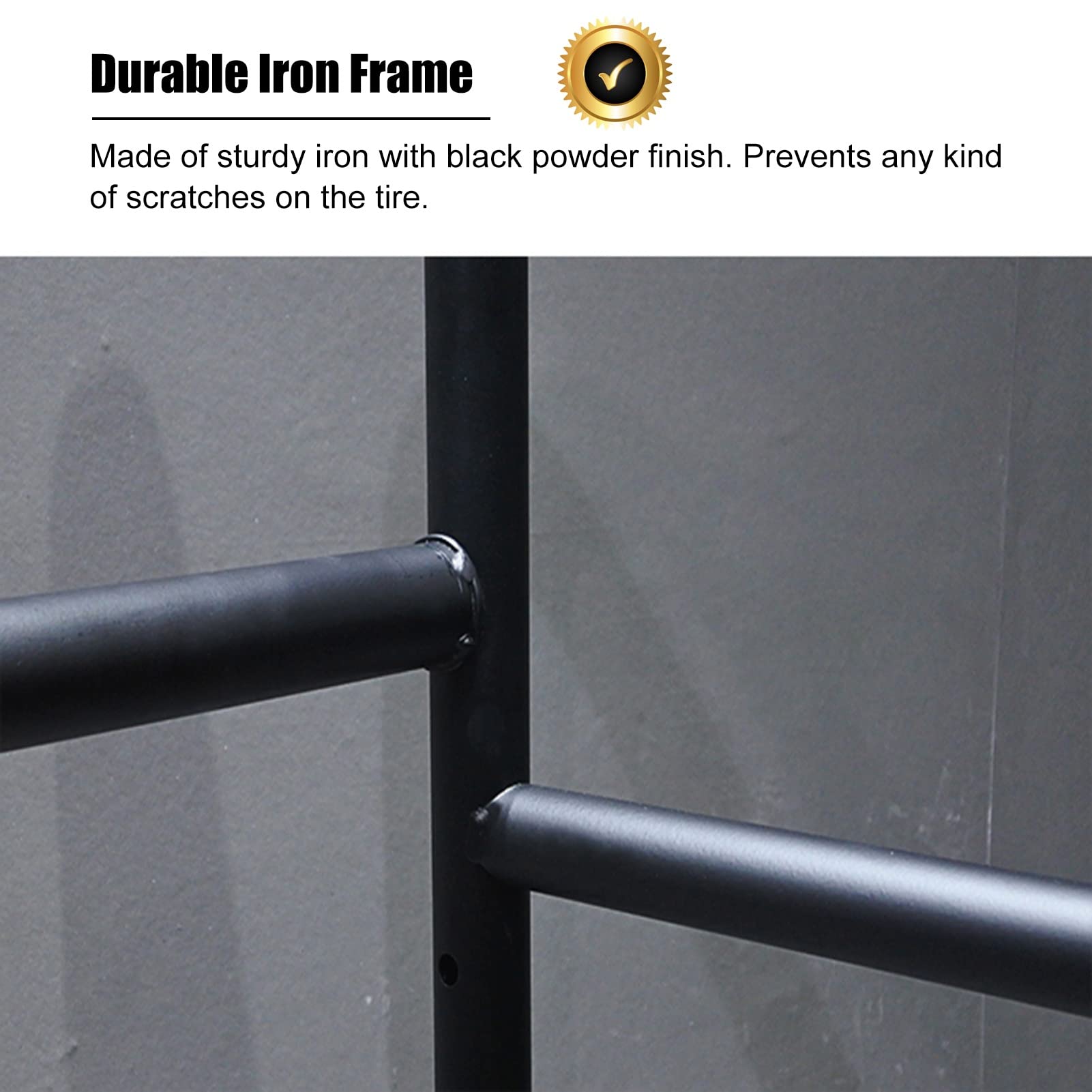 XBTGS Scaffale alto di stoccaggio della gomma con ruote, scaffale di esposizione del pneumatico di rotolamento a doppio strato, adatto per garage e studi domestici, organizzatore di pneumatici in