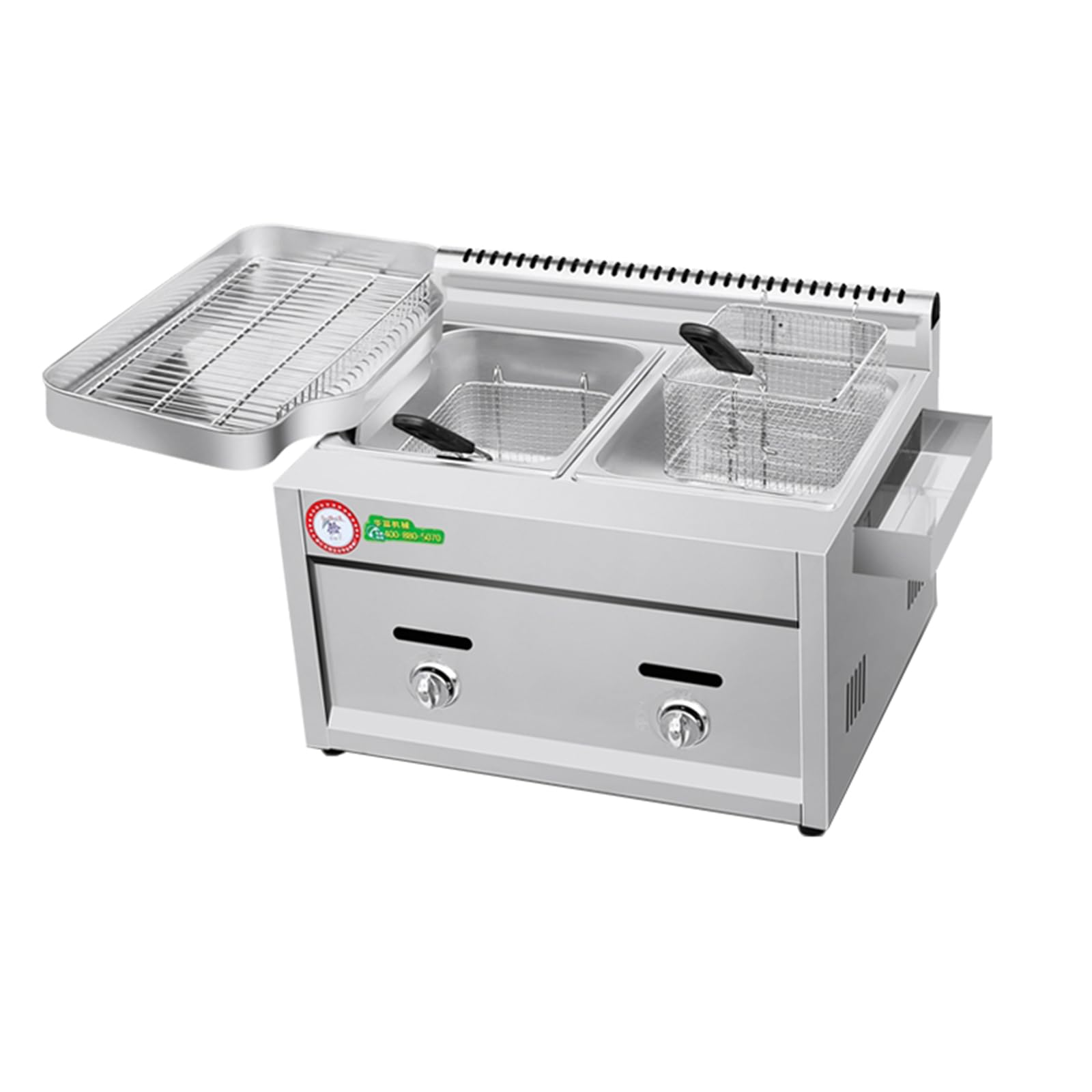 Freidora de gas GLP para hostelería con cubas de acero inoxidable de 20L y 30L