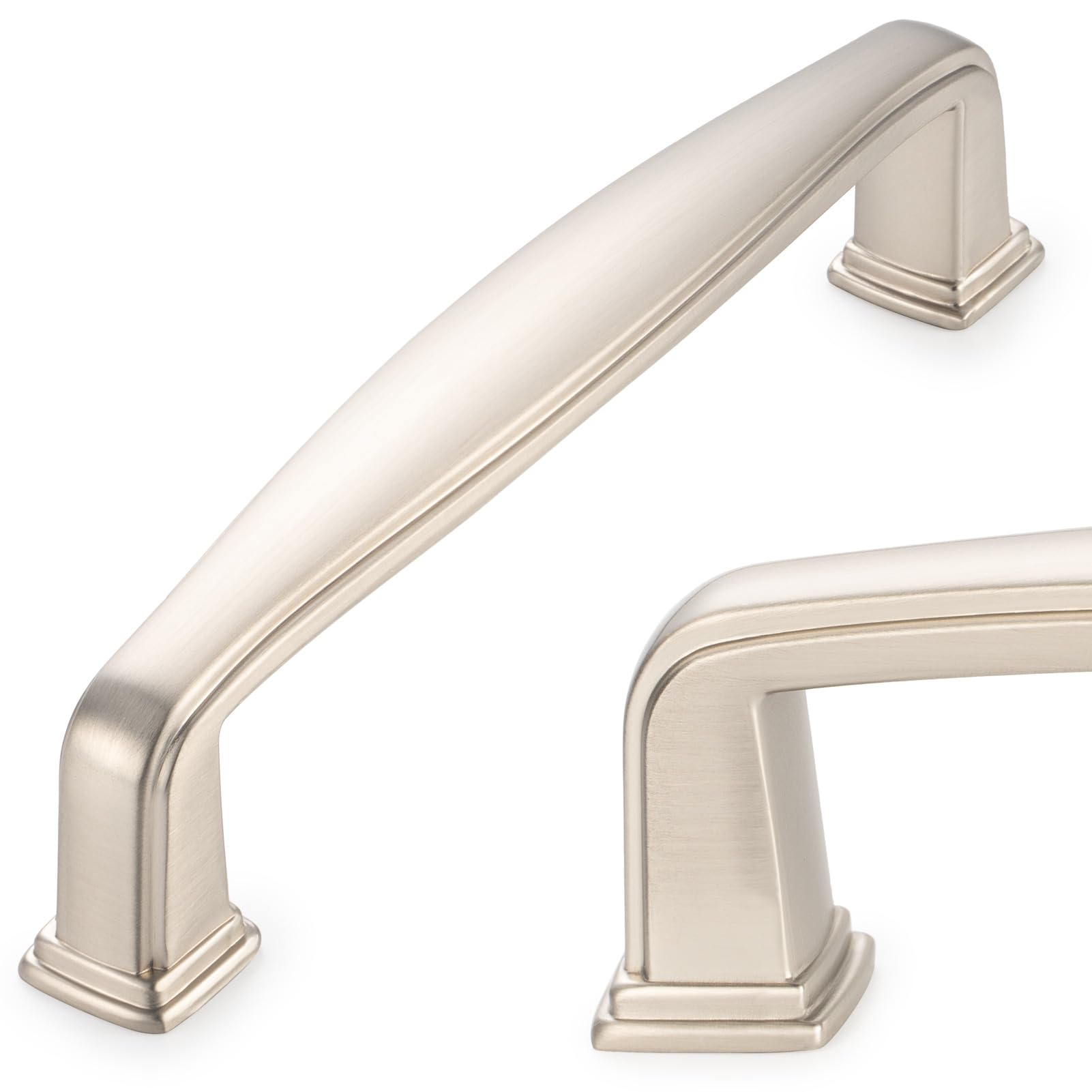 KOOFIZO 10 Pack 3-3/4 Inch Brushed Nickel Kitchen Cabinet Pulls Satin Silver Cabinet Handles Nickel Cabinet Hardware for Kitchen Cabinets 1817 Drawer