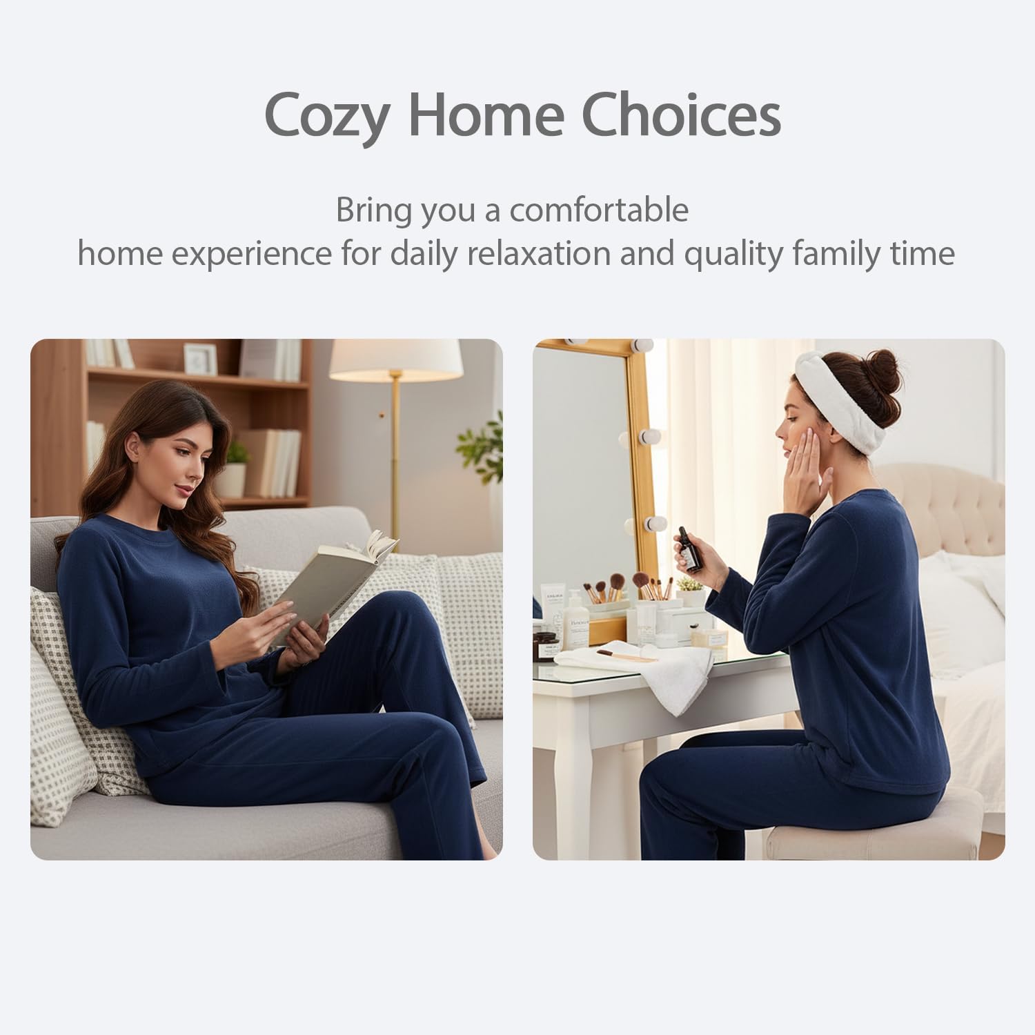 Mindtower 2 Piece Fleece Pajamas for Women Sets Ladies Cozy Loungewear Set Long Sleeve Lounge Sets with Pockets - Image 6