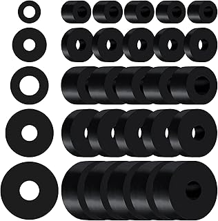 30 PCS Rubber Spacer 5 Sizes Black Non-Slip Thick Grommets Vibration Isolation Round Rubber Flat Washers Spacers Washers for Home and Car Accessories