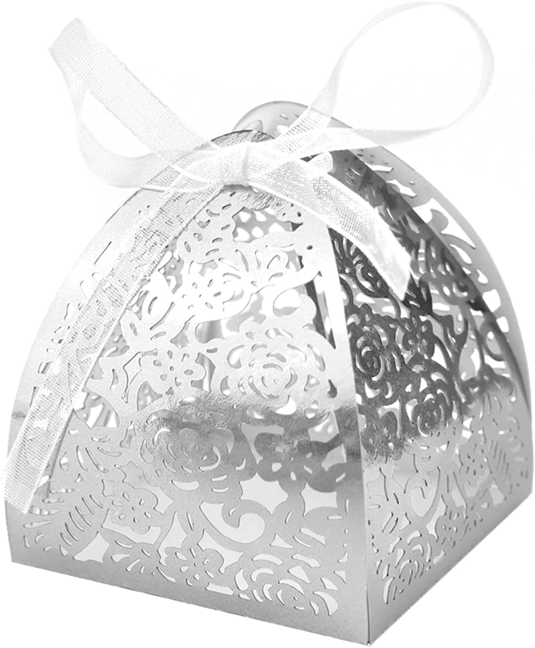 Laser Cut Rose Candy Boxes, Favor Boxes GOLF 70Pcs Gift Boxes for Bridal Shower Anniverary Birthday Event Party Wedding Favor (Silver)
