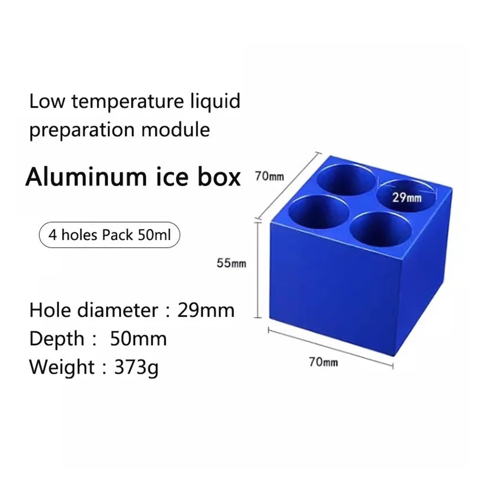 1pc PCR Kühler Niedertemperatur-Thermostat vorgekühlte Aluminium-Eisbox 0,2/1,5/2/5/10/15/50ML(50ml 4 well)