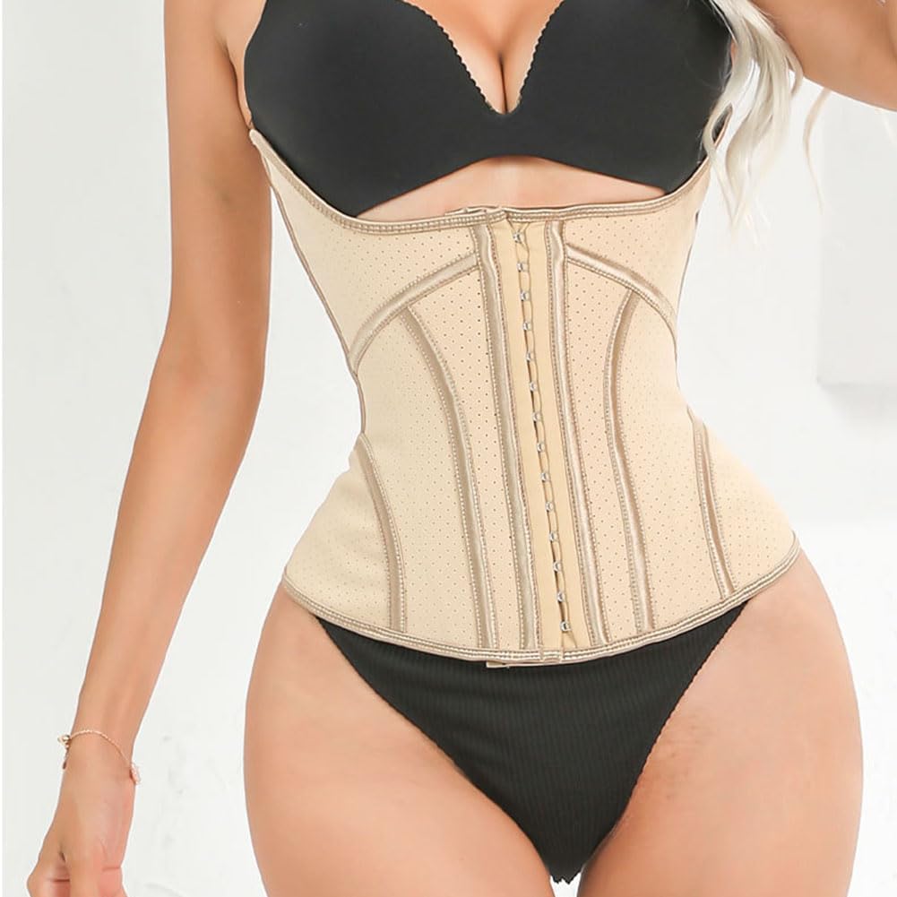 GUOCU Donna Cintura Dimagrante Lattice con Stecche in Acciaio Corsetto Sottoseno Fitness Modellamento Allenamento Sport del Corpo con Chiusura a Gancio Regolabile