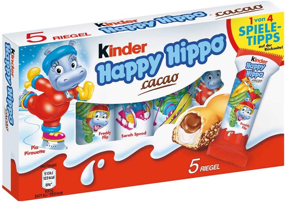 Kinder "Happy Hippo" Cocoa Cream Biscuits : Pack Of 5 Biscuits