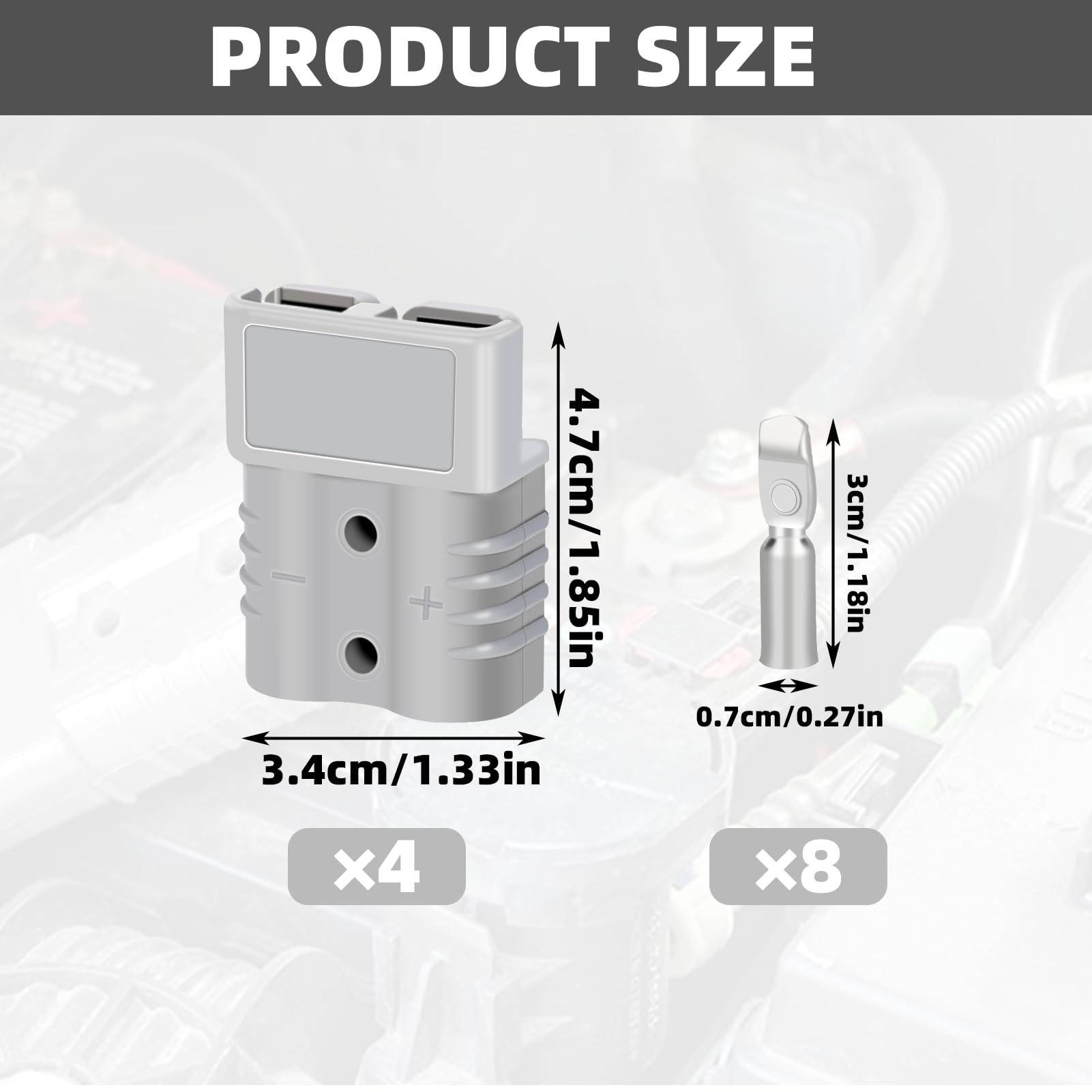 Lot de 2 fiches avec câble pour fiches Anderson - Fiche 50 A 600 V avec câble de
