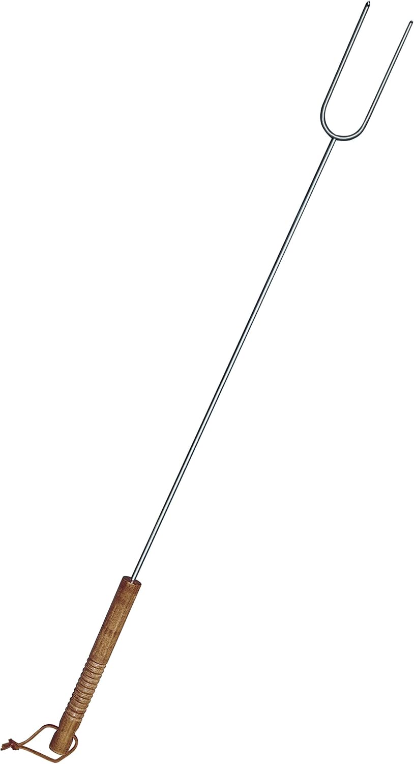 BestNest Bulk Buy – 6 Rome Classic Campfire Hot Dog Fork Roasters – Chrome Plated Steel Cooking Forks with Wooden Handles – Dual 7" Tines for Hot Dogs, Sausages & Marshmallows, 43" Long